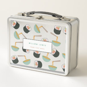 Sushi and Noodles Pattern School Metall Brotdose