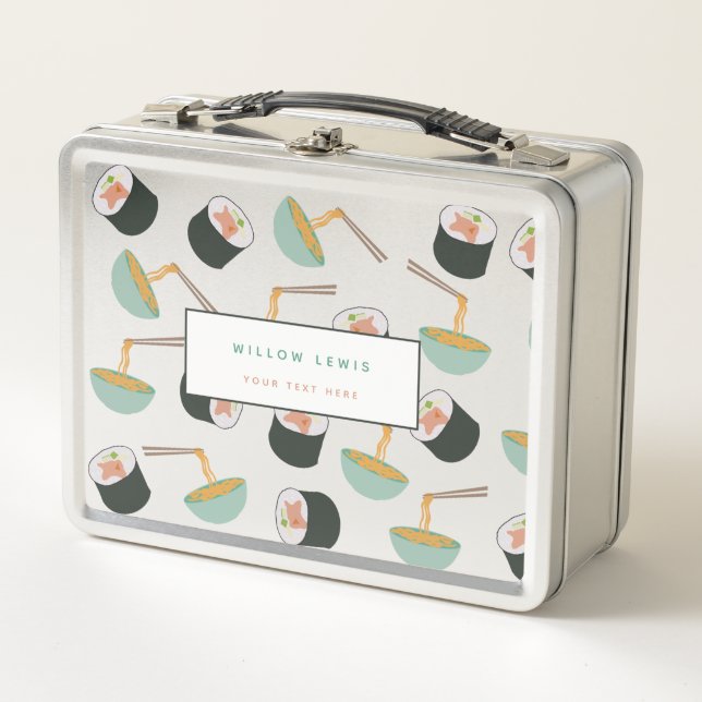 Sushi and Noodles Pattern School Metall Brotdose (Vorderseite)