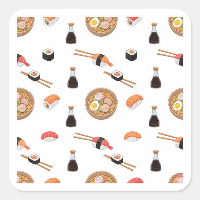 Sushi and Ramen Pattern Design Sticker (Vorderseite)