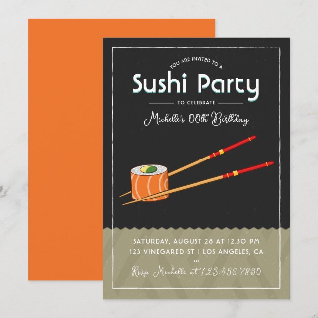 Sushi Anniversaire Fête Invitation (Devant / Derrière)
