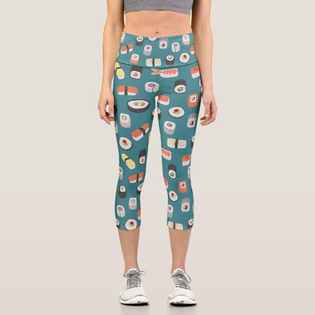 Sushi Aquamarin Green Capri Leggings (Vorderseite)