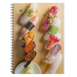 Sushi Art on Wooden Platter Notebook Notizblock