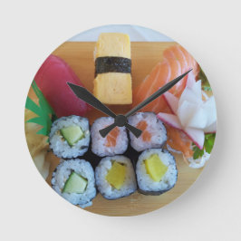 Sushi Asia Fish Rice Food Runde Wanduhr