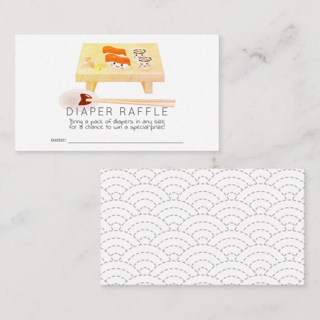 Sushi Baby Showdiaper Raffle Ticket Begleitkarte (Vorne/Hinten)