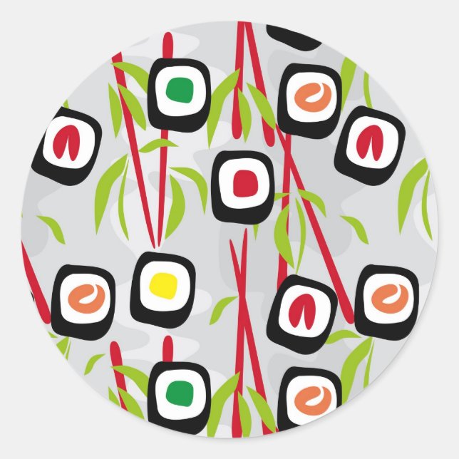 Sushi Background Runder Aufkleber (Vorderseite)