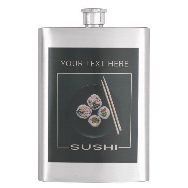 SUSHI-benutzerdefinierte Textflasche Flachmann (Vorderseite)
