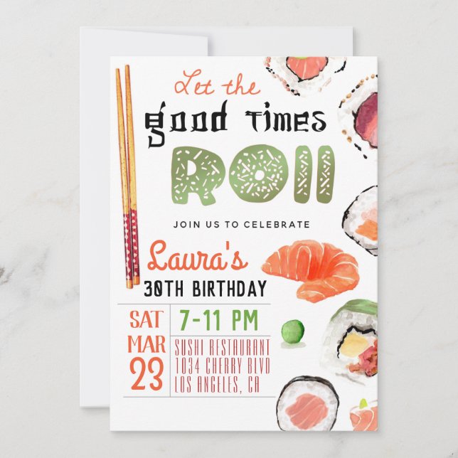 Sushi Birthday Einladung (Vorderseite)