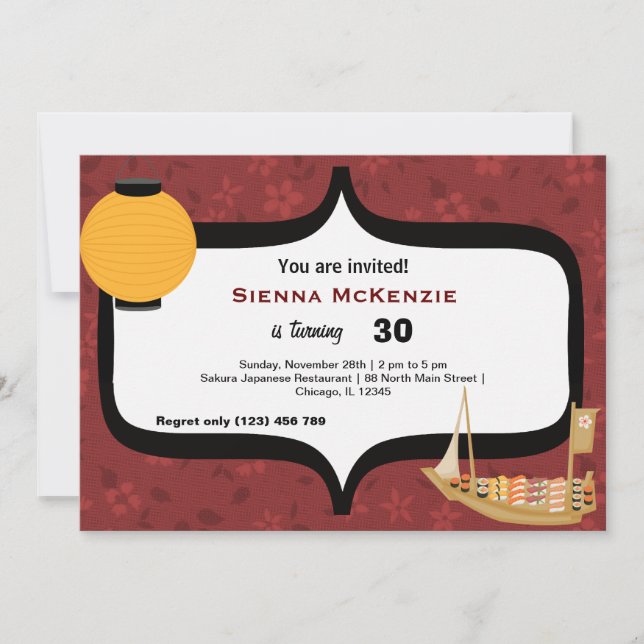 Sushi Birthday Einladung (Vorderseite)
