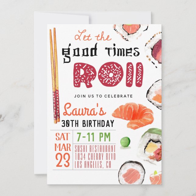 Sushi Birthday Einladung (Vorderseite)