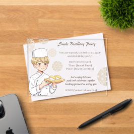 Sushi Birthday Party Invitation with Cute Anime  Acryleinladungen