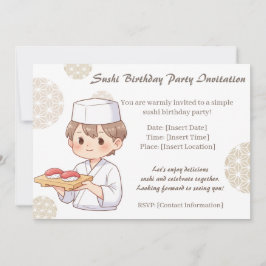 Sushi Birthday Party Invitation with Cute Anime  Einladung