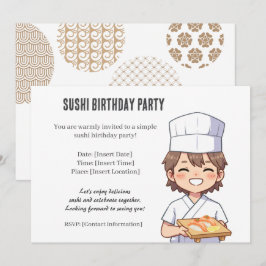 Sushi Birthday Party Invitation with Cute Anime  Einladung