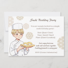Sushi Birthday Party Invitation with Cute Anime  Einladung