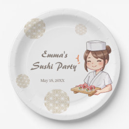 Sushi Birthday Party Invitation with Cute Anime  Pappteller