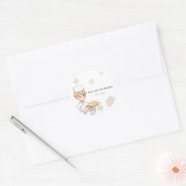 Sushi Birthday Party Invitation with Cute Anime  Runder Aufkleber