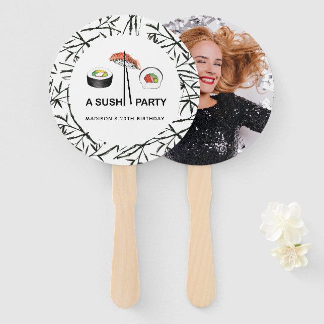 Sushi Birthday Party Modernes Personalisiertes Fot Fächer (Vorne und Hinten)