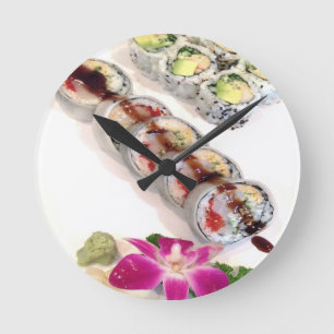 Sushi California Rolls Runde Wanduhr
