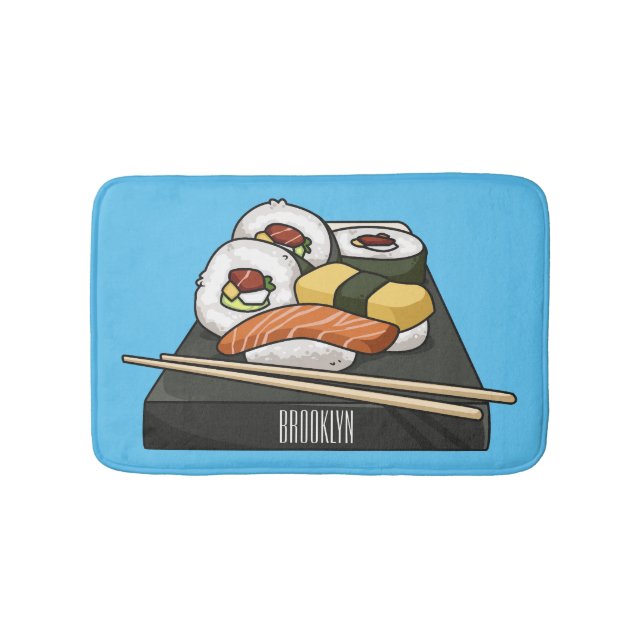 Sushi-Cartoon-Abbildung Badematte (Vorderseite)