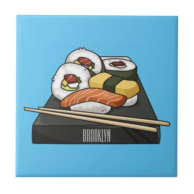 Sushi-Cartoon-Abbildung Fliese (Vorderseite)