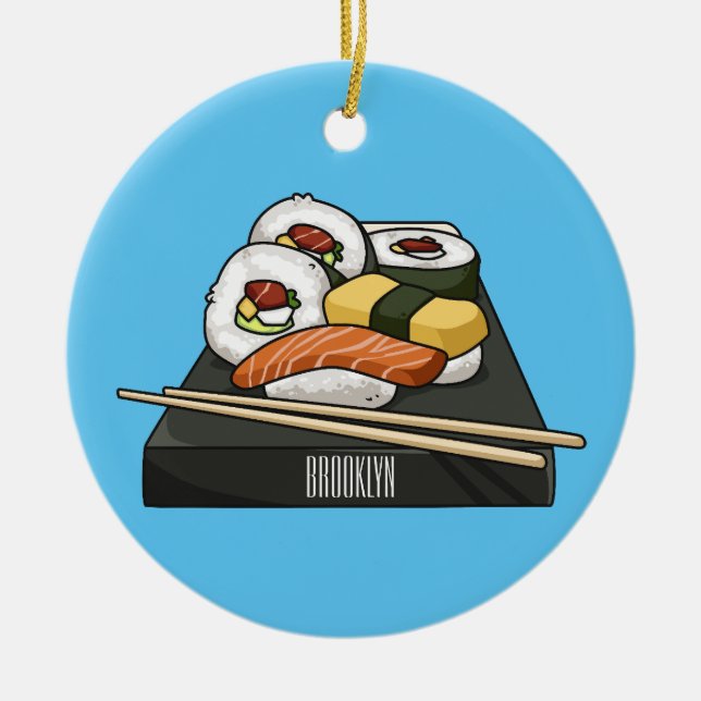 Sushi-Cartoon-Abbildung Keramik Ornament (Vorne)
