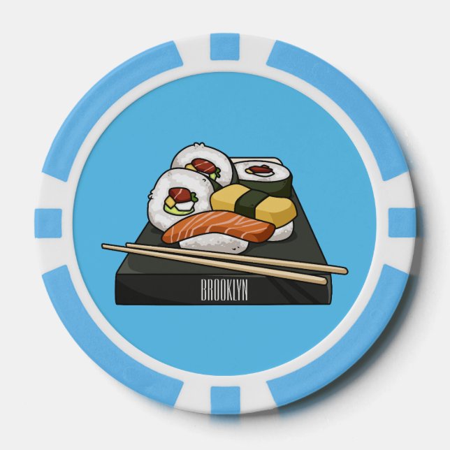 Sushi-Cartoon-Abbildung Pokerchips (Vorderseite)
