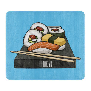 Sushi-Cartoon-Abbildung Schneidebrett