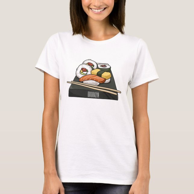 Sushi-Cartoon-Abbildung T-Shirt (Vorderseite)