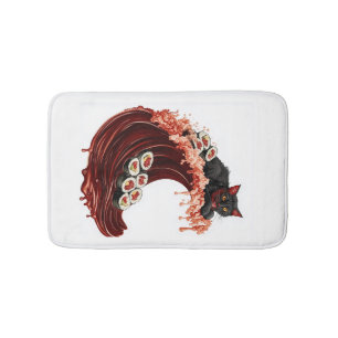 Sushi Cat Dreams  Kurioses Japanisches Essen Kätzc Badematte