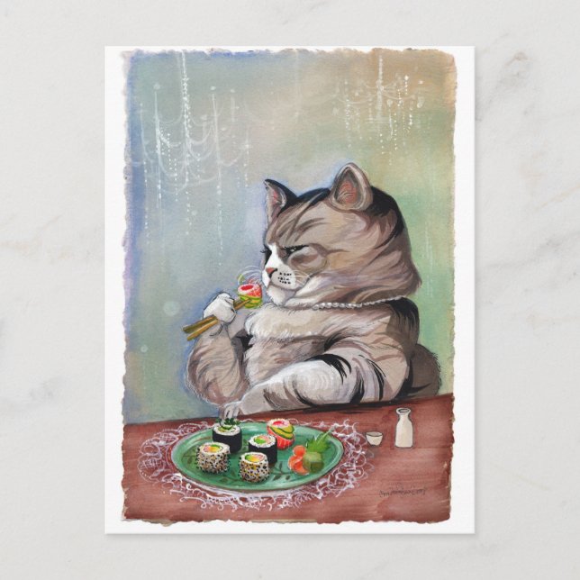 Sushi Cat Extravagant Fest Postkarte (Vorderseite)