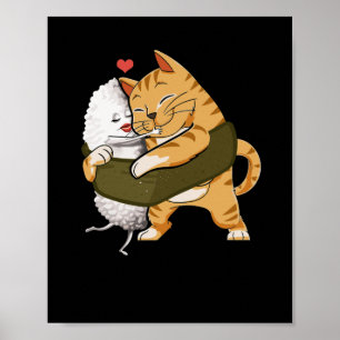 Sushi Cat Kawaii Anime Neko Japanisch Poster