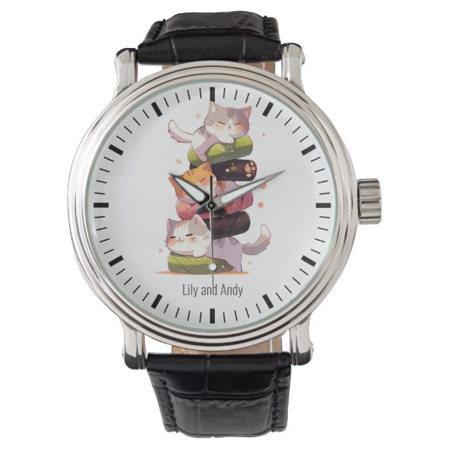 Sushi Cat Miaw | Japanischer Anime Armbanduhr (Vorderseite)