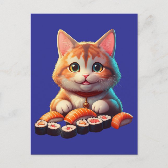 Sushi Cat Postkarte (Vorderseite)