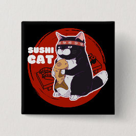 Sushi Cat, Samurai Cat Chonky Cat Button