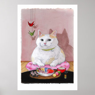 Sushi Cat Sashimi Sweetie Print Poster