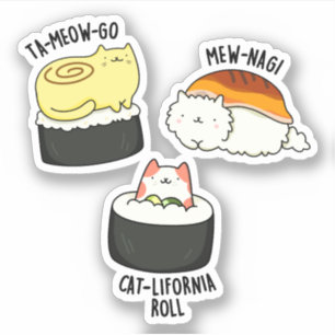 Sushi Cats Funny Sushi Pun Aufkleber
