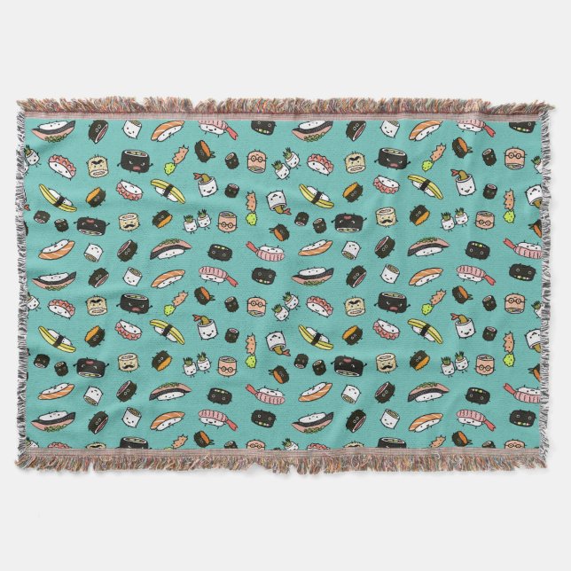 Sushi Characters Pattern Kawaii Sushi Characters Decke (Vorderseite)