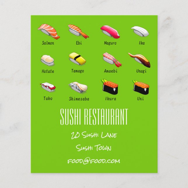 Sushi Chart Japanese modern food restaurant Flyer (Vorne)