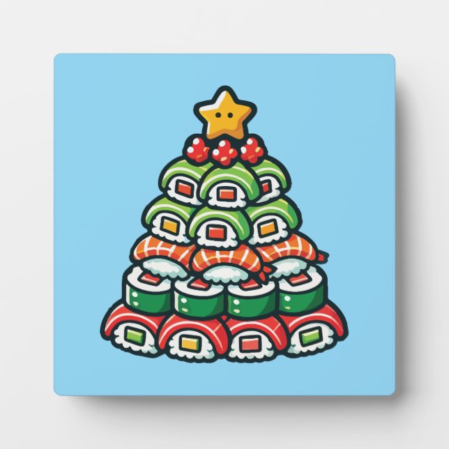 Sushi Christmas Tree - Funny Holiday Feinschmecker Fotoplatte (Vorderseite)