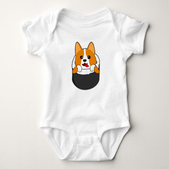 Sushi Corgi Baby Strampler (Vorderseite)