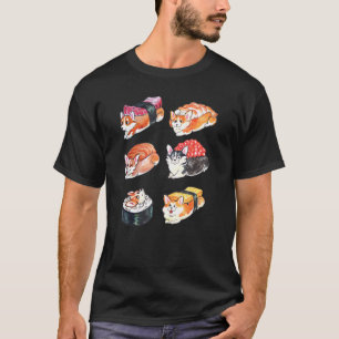 Sushi Corgi Wasserfarbe T-Shirt
