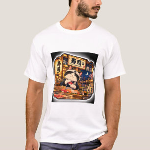 Sushi Counter Cat T-Shirt Japanisches Sushi-Bar-