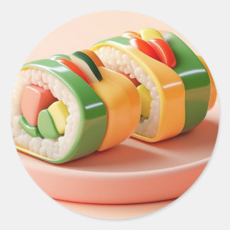 Sushi Delight: Ein digitales kulinarisches Meister Runder Aufkleber
