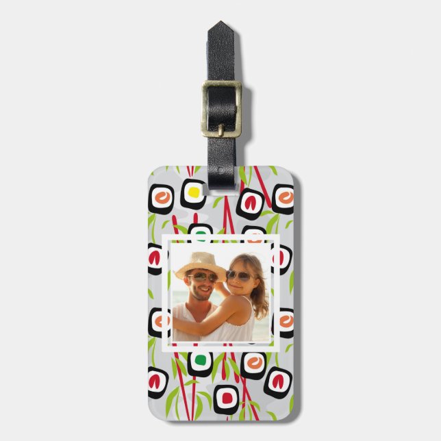 Sushi-Design-Muster| Monogramm Gepäckanhänger (Vorderseite vertikal)