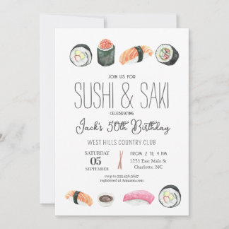 Sushi Einladung, Sushi Birthday, Sushi & Saki Einladung