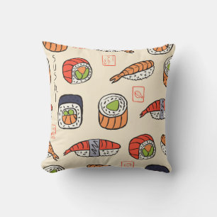 Sushi-Essen, nahtloses Musterdesign. Kissen
