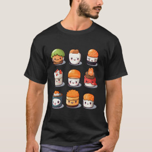 Sushi Face Nigiri Maki Sashimi Salmon Japanese Foo T-Shirt