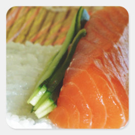 Sushi Food Health Rice Sesame Lachs Fisch essen Quadratischer Aufkleber