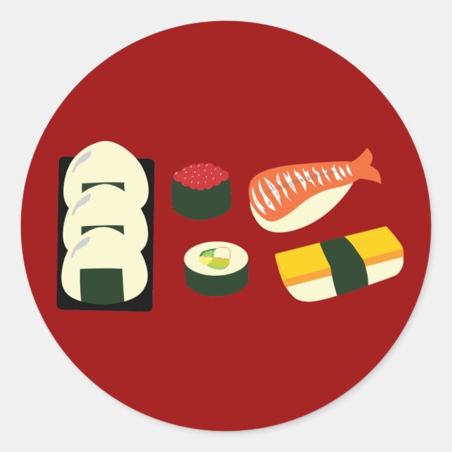 Sushi Fun Runder Aufkleber (Vorderseite)