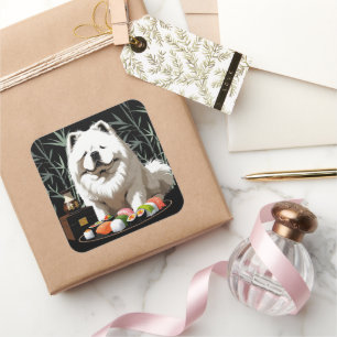 SUSHI FÜR ALLE - Cream Chow Quadratischer Aufkleber