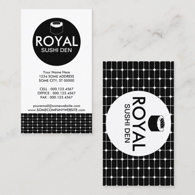 Sushi-Gitter Visitenkarte (Vorne/Hinten)